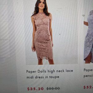 Paper Dolls high neck pace midi dress in taupe